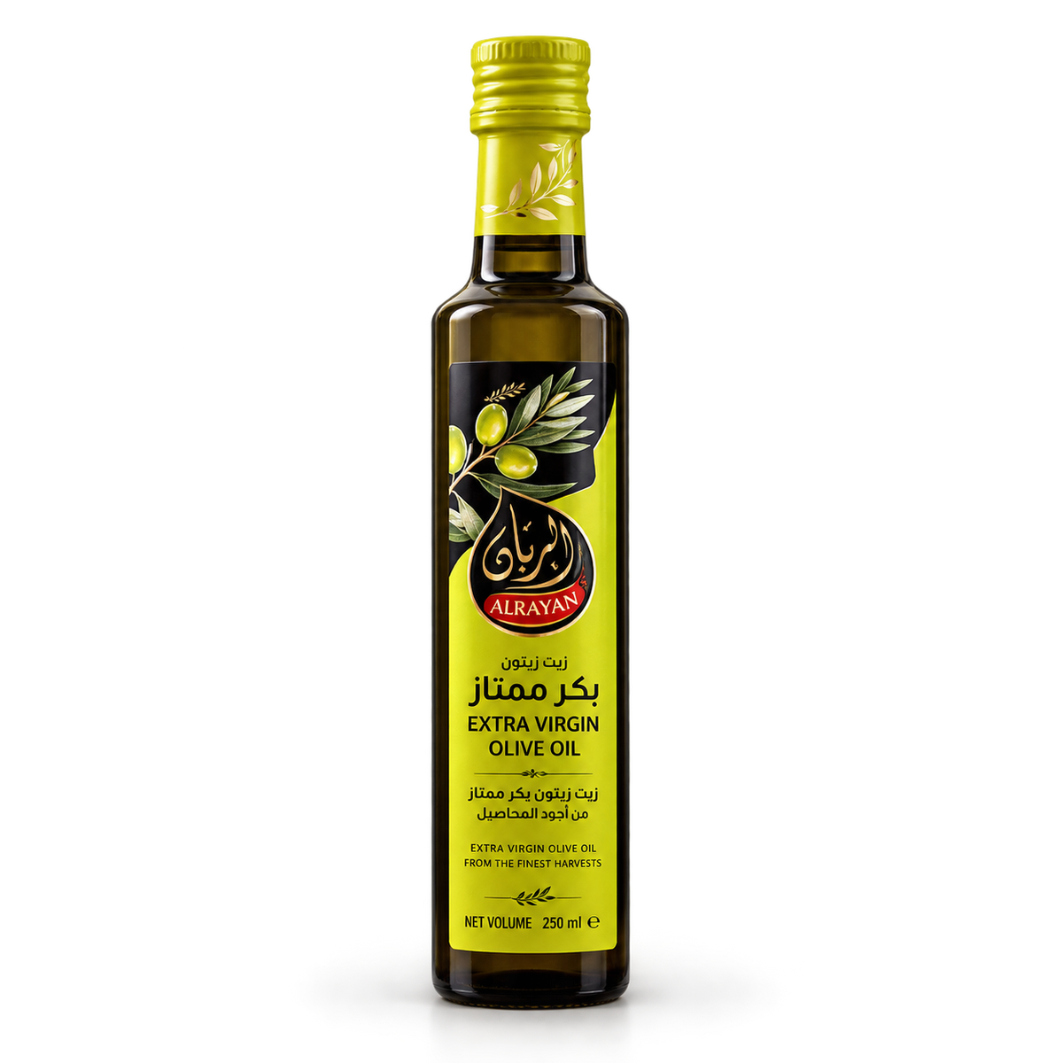 Al Rayan Tunisian Extra Virgin Olive Oil, Cold Extracted, 250ml Glass Bottle